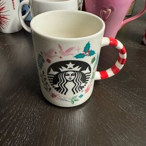 Starbucks Festive Mug with Red and White Handle
